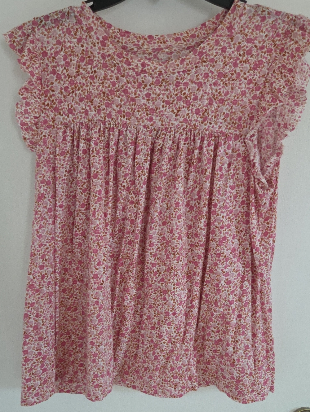 Pink Floral Womens Sleeveless Peplum Top Size Large By Wonderly